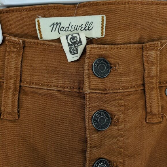Madewell 9" Mid-Rise Skinny Jeans Button Front Sz 28 Burnt Sienna Stretch Denim - Picture 3 of 7